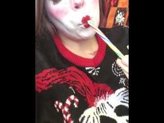 christmas, role play threesome, candy cane, cumshot