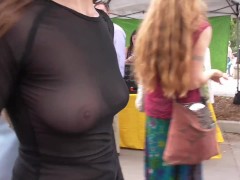 Teaser - Sheer Top at a Street Market