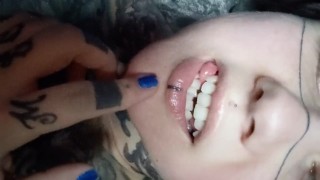 The Cutest Split Tongue Play For Inked Big Boobs