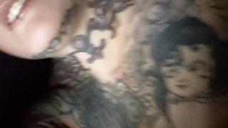 The most giggliest inked up big boobs split tongue play