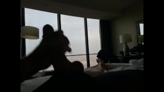 Sexting Video From Hotel Jerking His Big Cock With Window Open