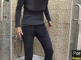 MY STEP SISTER PISSING HER PANTIES AND PISSING HERSELF IN THE SHOWER!