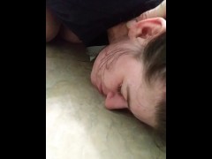 Piss slave licks floor clean