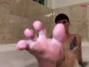 Preview 5 of Redhead wants you to rub her feet during her bubble bath