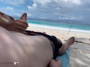 Preview 5 of wild fucking sex on public beach riding my dick with cream on her ass