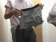 Preview 2 of I jerk smelling my friend's underwear while he bathes (almost discovers me)