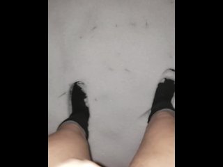 Girl Pees Standing Outside After First Snow Of The Year, No Pants