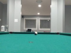 Stepbro bounces pool ball while counting to 10 while his toilet flushes