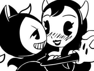 small tits, bendy alice angel, animated cartoon, batim alice