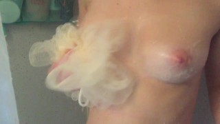 Quick Suds Show - Soaping My Fantastic Titties & Body In The Shower