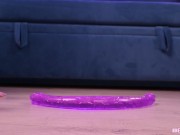 Preview 4 of Two cats fuck in all holes. Double dildo, oil and feet.