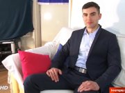 Preview 2 of Salesman in suit trousers gets wanked his huge cock by a guy !Alexk