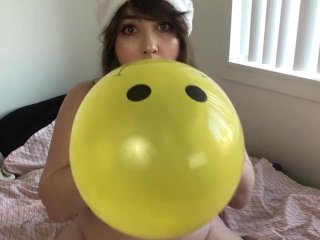 solo female, balloons, big tits, fetish