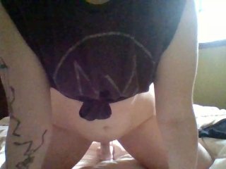 FTM edging with thick 10 inch dildo