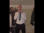 Preview 1 of Horny blonde twink strips off school uniform (Full)