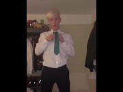 Preview 2 of Horny blonde twink strips off school uniform (Full)