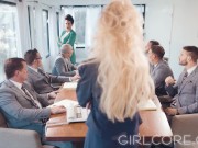 Preview 2 of GIRLCORE Brandi Love Clears Boardroom to fuck MILF