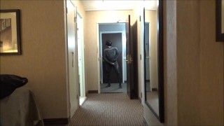 quick wetsuited cum at hotel room door