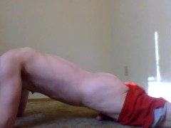 Horny Transgirl Humping Her Floor, in Only Shoes and Shorts