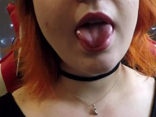 solo female, red head, asmr mouth sounds, kink