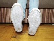Preview 1 of Sneakers, dirty socks, long toes play with socks - OlgaNovem