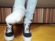 Preview 5 of Sneakers, dirty socks, long toes play with socks - OlgaNovem