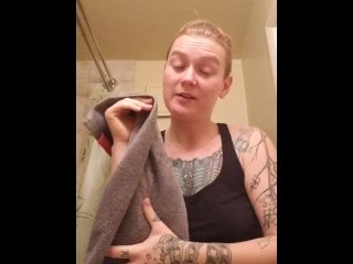 no makeup, tattoo milf, facewashing, babe