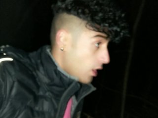 Middle eastern twink cums through a fence - He fucks a fence outdoor !!