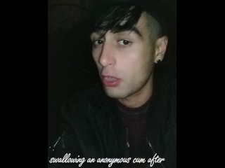 Swallowing Anonymous Cum after Sucking Cock in Totally Dark outside