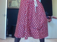 dirty tv in Retro 50s olka dot dress dancing cock her cock out and his tits