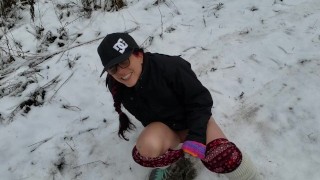 Nerdy Faery Makes A Piss Mess In The SNow