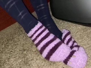 pantyhose footjob, sock worship, pantyhose tease, female orgasm