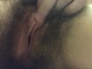 Hair Pussy Masturbates up Close