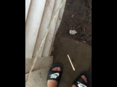 Taking a piss in my backyard 