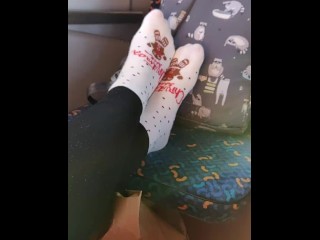 Socks and Feet Tease on the Train