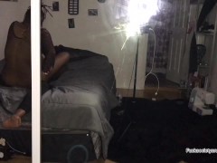 Testing the angle fucking my strap