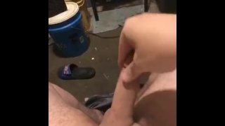 Stroking my throbbing cock