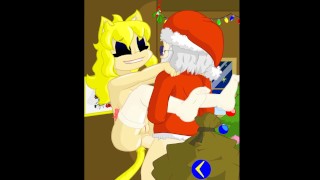 一个礼物圣诞老人由摇滚糖果 - 圣诞老人在屁小屁后干一个猫女孩