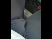 Preview 1 of Driving around, vibrator in leggings, getting off!