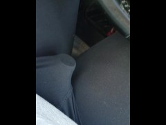 Driving around, vibrator in leggings, getting off!