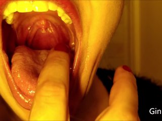 sloppy mouth, saliva, long tongue, uvula fetish