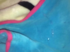 My boyfriend cumming on my cute velour shorts