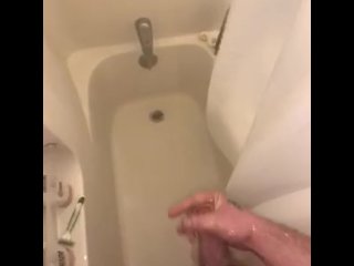 masturbation, handjob, shower cumshot, big cock
