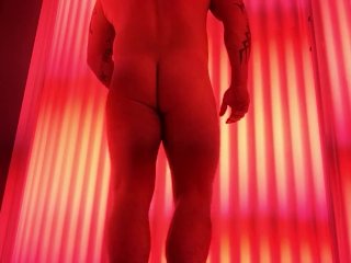 solo male, verified amateurs, tanning bed, handjob
