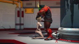 Monstre extraterrestre baise durement une jeune blonde dans le labo de science-fiction