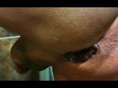 Anal stretching with huge vegetable and gape