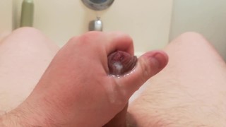 Uncut Cock Cumming In The Bath