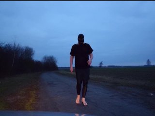 outside, latex leggings, red toes, german dwt