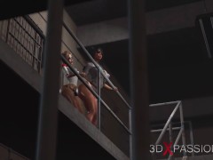 Harley Quinn fucks hard a female prison warden with a strapon