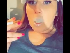 Smoking Fetish Sexy Cam Model Rubbing Tits 